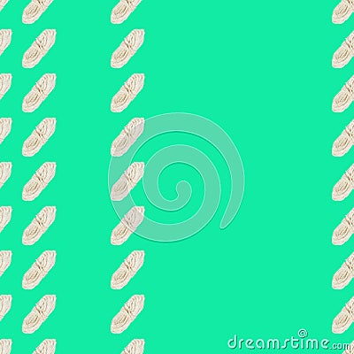 Seamless pattern of a skein of white rope on a light green background Stock Photo