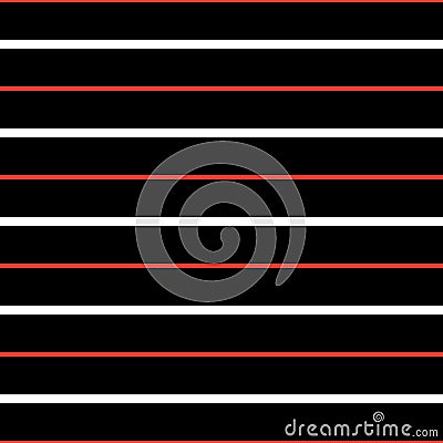 Seamless pattern of repeating thin and wide stripes in a red and black and white. Vector Illustration