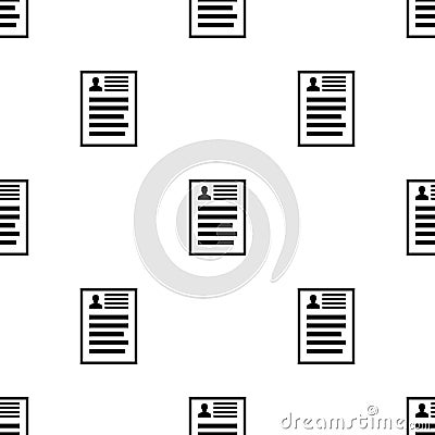 Seamless pattern with resume document icon on white background. Application, report, register page. Vector illustration for design Vector Illustration