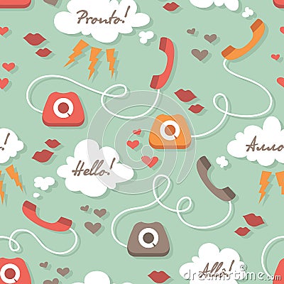 Seamless pattern with retro phones Vector Illustration