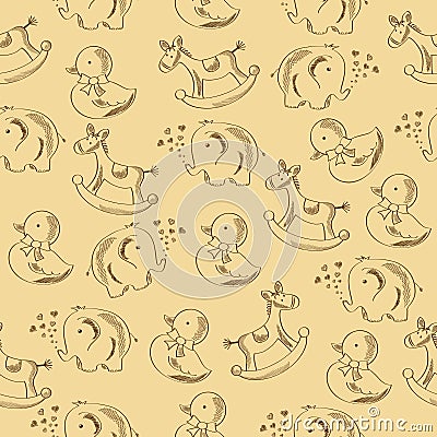 Seamless pattern with retro toys Vector Illustration