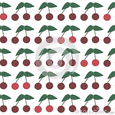 Seamless Pattern with Ripe Cherries. Summer Cherry Vector Illustration