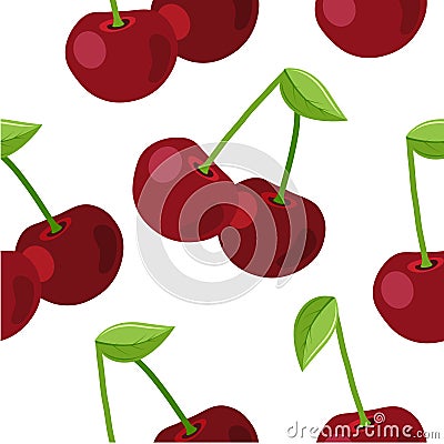 Seamless pattern with ripe cherry Vector Illustration