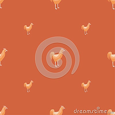 Seamless pattern of rooster. Domestic animals on colorful background. Vector illustration for textile Vector Illustration