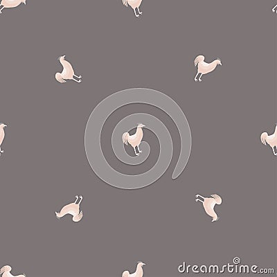 Seamless pattern of rooster. Domestic animals on colorful background. Vector illustration for textile Cartoon Illustration