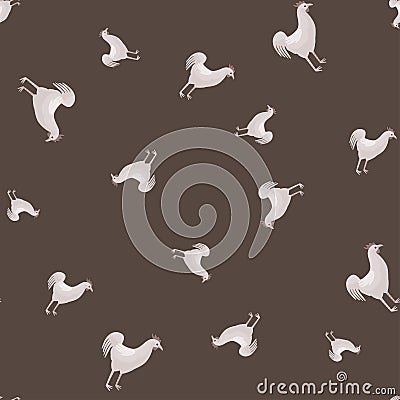 Seamless pattern of rooster. Domestic animals on colorful background. Vector illustration for textile Vector Illustration