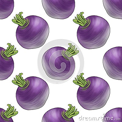 seamless pattern with root of swede at white background Cartoon Illustration
