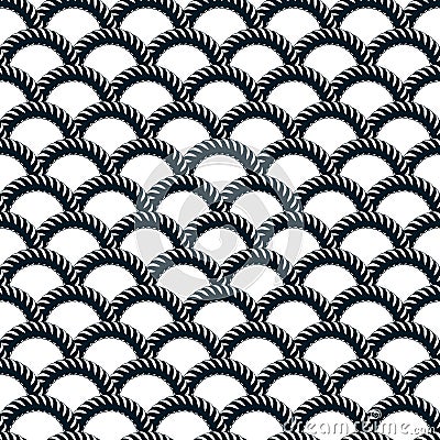 Seamless pattern rope woven vector, abstract illustrative background. Weaving or fishing net macro detailed endless illustration. Vector Illustration