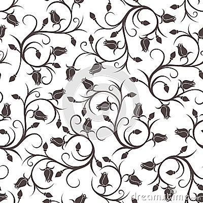 Seamless pattern with rose buds. Vector Illustration