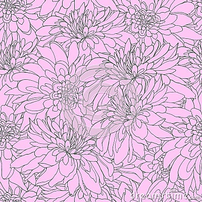 Seamless pattern with rose chrysanthemums. Endless texture for design. Vector background with chrysanthemums for your Vector Illustration