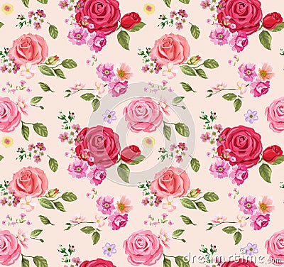 Seamless pattern with roses. Floral background. design composition Vector Illustration