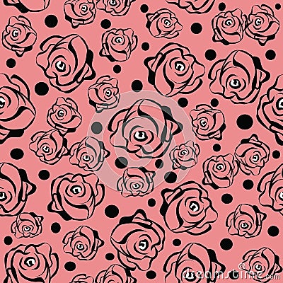 Seamless pattern with roses in pink Vector Illustration