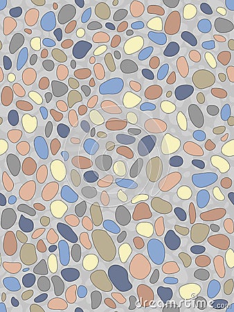 Seamless pattern with rounded small stones of light tones. Vector Illustration