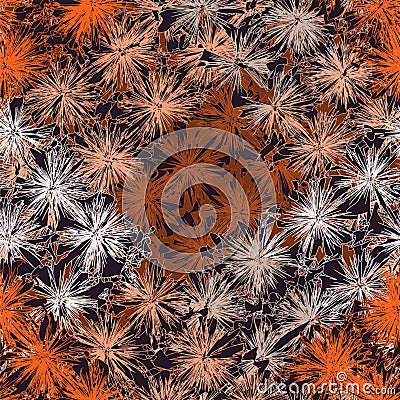 Seamless pattern with rows of grunge rays elements in orange,brown,grey,black colors Vector Illustration