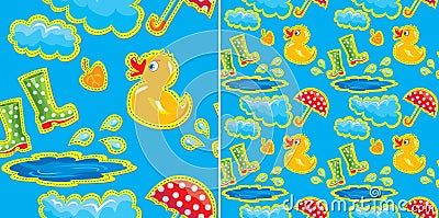 Seamless pattern with rubber duck and boots Vector Illustration