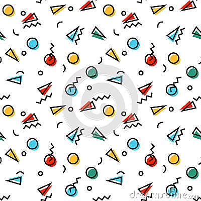 Seamless pattern with 80s memphis style geometric repeating ornament Vector Illustration