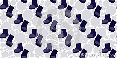 Seamless pattern of safety boots isolated on circle fill background. Vector Illustration