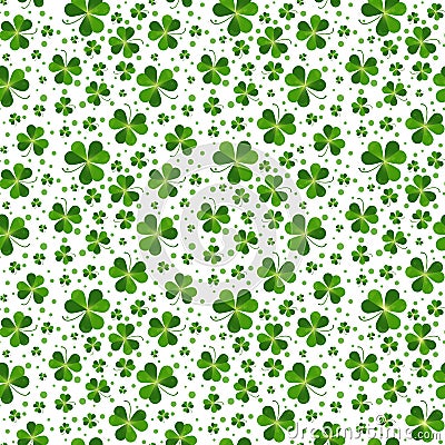 Seamless pattern with Saint Patricks shamrock leaves Vector Illustration