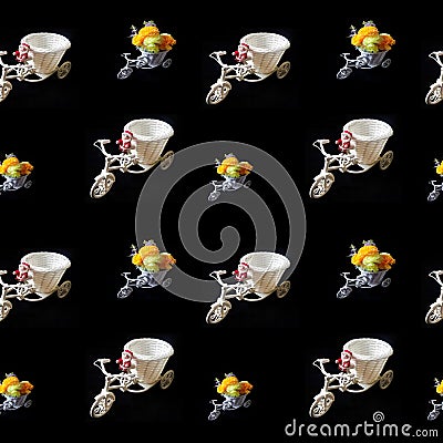 seamless pattern Santa claus riding a white bicycle On a black background Stock Photo