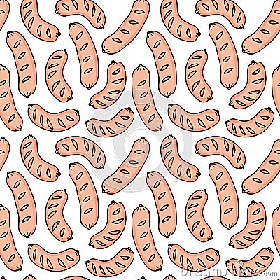 Seamless pattern of sausages of barbecue. Vector Illustration