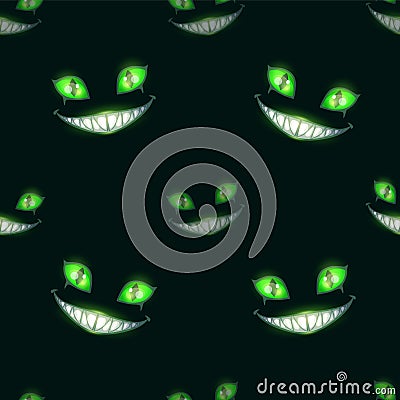 Seamless pattern with scary monster faces Vector Illustration