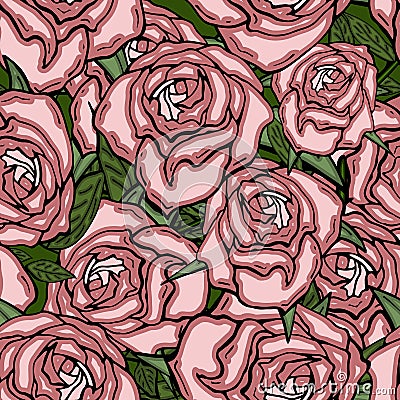 Vector seamless retro pattern, flowers rose. Can be used for web page background, pattern fills, wallpaper, surface Vector Illustration