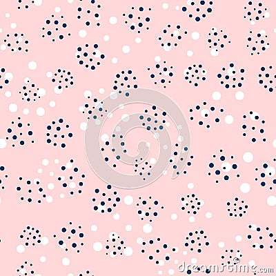 Seamless pattern with scattered round dots. Cute endless print for girls. Vector Illustration