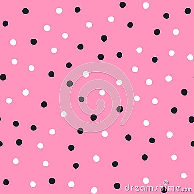 Seamless pattern with scattered small dots. Simple girly print. Vector Illustration