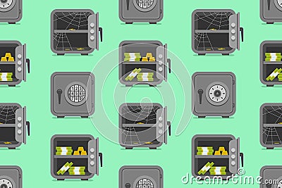 Seamless pattern with security metal safes Vector Illustration