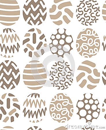 Seamless pattern with sepia coloured easter eggs Cartoon Illustration