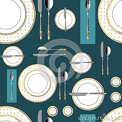 Seamless pattern with served table 1 Vector Illustration