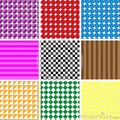 Seamless pattern, Set of 9 geometrics seamless pattern Cartoon Illustration