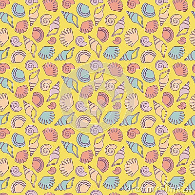 Seamless pattern with shells. Vector Illustration