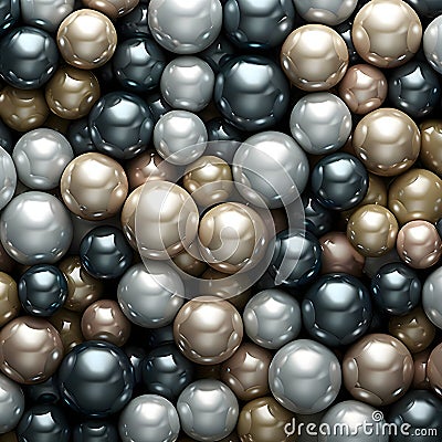 Seamless pattern of shiny silver and blue spheres. 3d rendering Vector Illustration