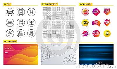Presentation, Messenger and Jazz icons. Report checklist, Artificial intelligence and Typewriter signs. Vector Vector Illustration