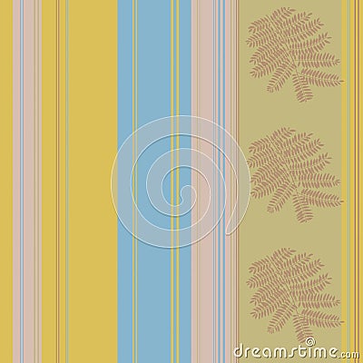 Abstract samless pattern silhouettes of leaves and multi-colored stripes in gentle pastel colors Stock Photo