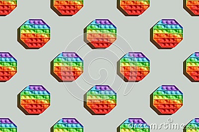 Seamless pattern of silicone colorful antistress pop it toy . Stock Photo