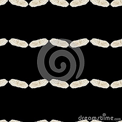 Seamless pattern of a skein of white rope on a black background Stock Photo