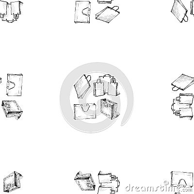 Seamless pattern of sketches various shopping bags Vector Illustration