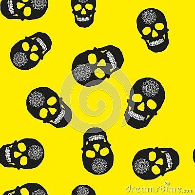 Seamless pattern of skull bones Stock Photo