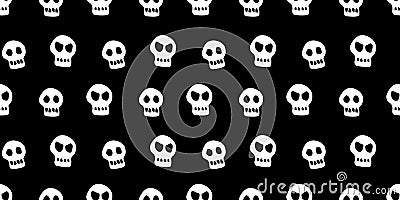 Seamless pattern with skulls. Primitive cartoon flat style. Background and texture on theme of Halloween, danger, death, war, Vector Illustration