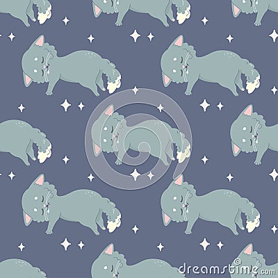 Seamless pattern sleeping cat, napping, cartoon cute, vector illustration for fabric, print, clothing Vector Illustration