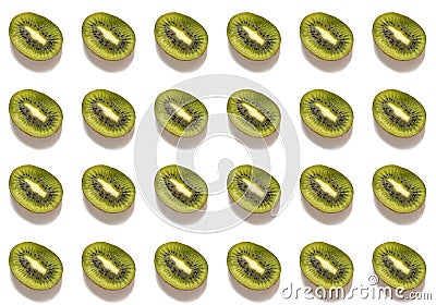 Seamless pattern, sliced green kiwi slices laid out in rows Stock Photo