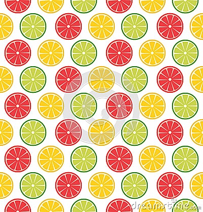 Seamless pattern with sliced lemons or limes Vector Illustration