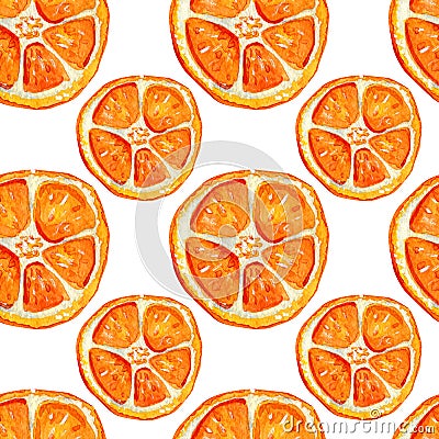 Seamless pattern with slices of orange Stock Photo