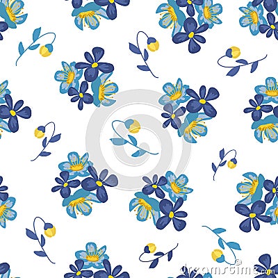 Seamless pattern with small flowers on background. Modern and Trendy fashionable floral texture for fabric, wallpaper, interior, Stock Photo