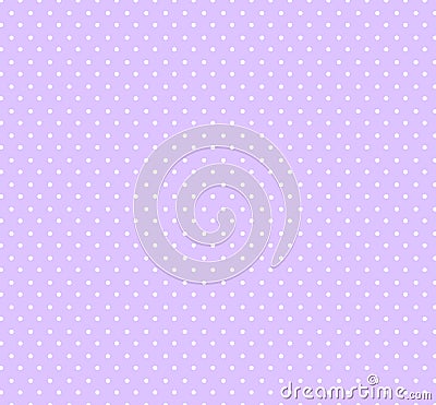 Light pastel violet bakground with white polka dots seamless circle pattern for kids,fabrics .Baby shower decoration background. Stock Photo