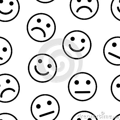 Seamless pattern with smiles, positive, neutral and negative. Vector illustration Cartoon Illustration