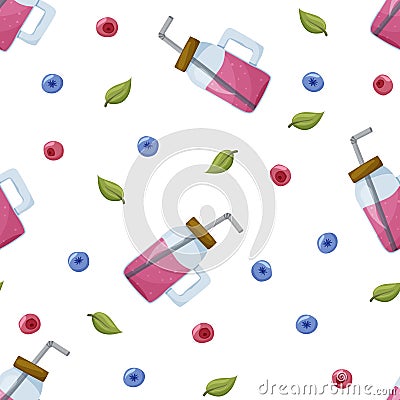 Seamless pattern smoothie with berries Vector Illustration