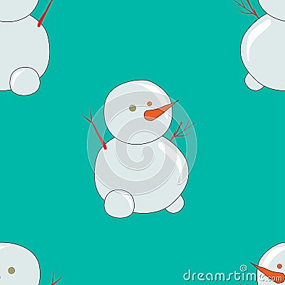 Seamless pattern. Snowman with carrot, branch and button.editable vector illustration Cartoon Illustration